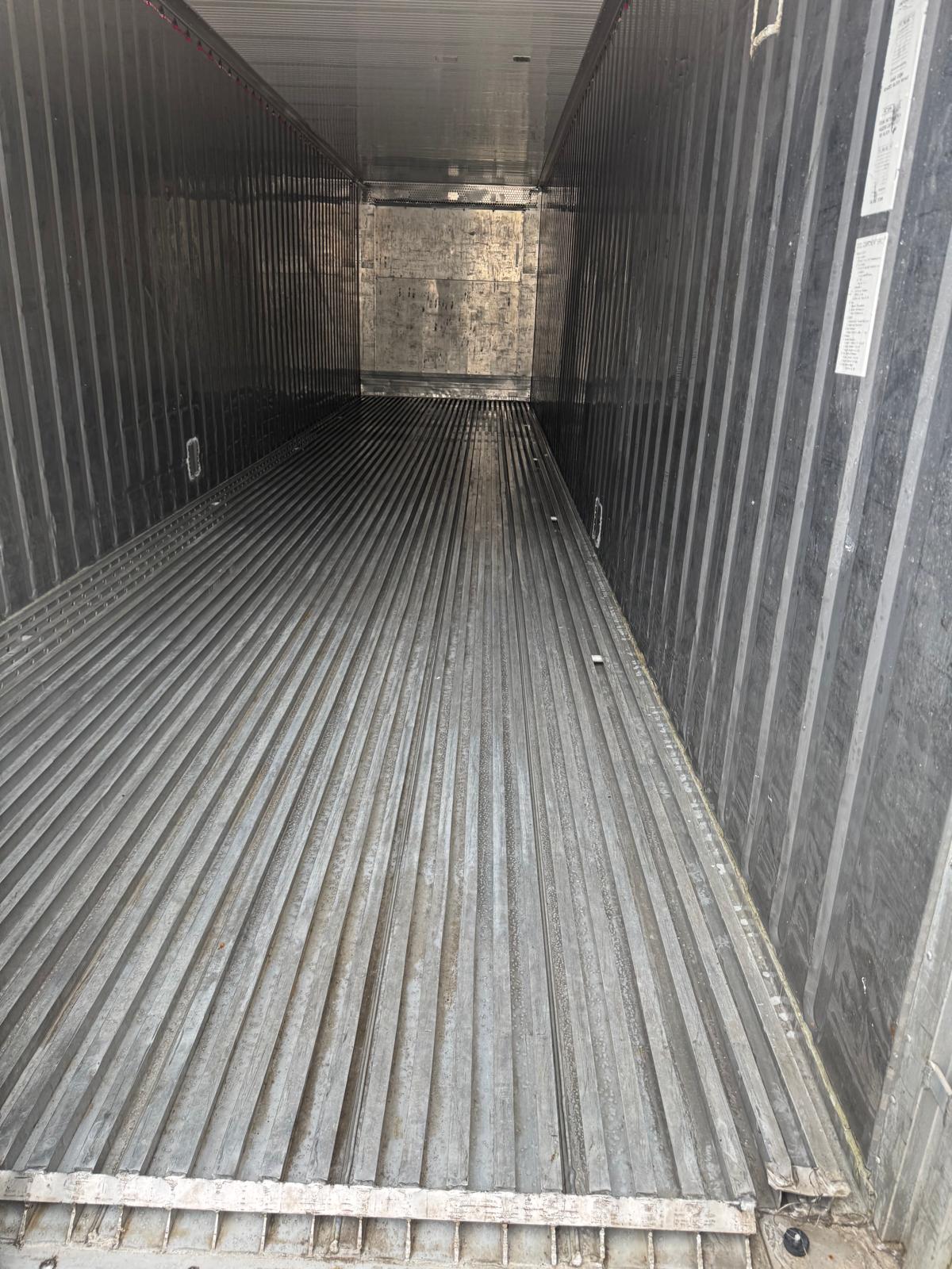 Inside reefer container before cleaning