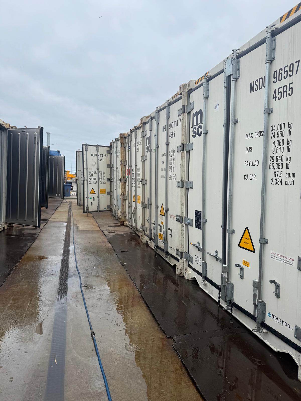 MSC reefer containers exterior row on-site Rotterdam